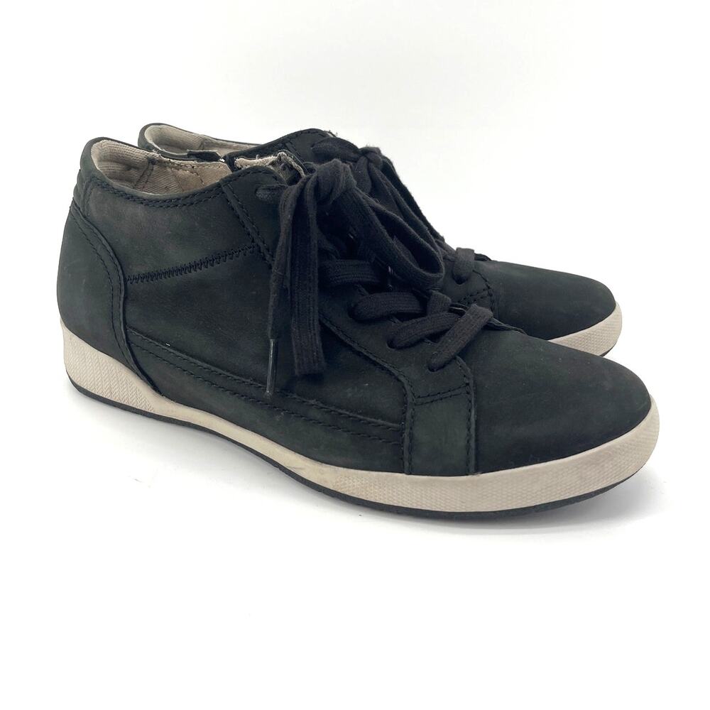 Dansko Onyx Black Leather Wedge Sneaker Bootie 39 US 8.5-9 Gorpcore Comfort